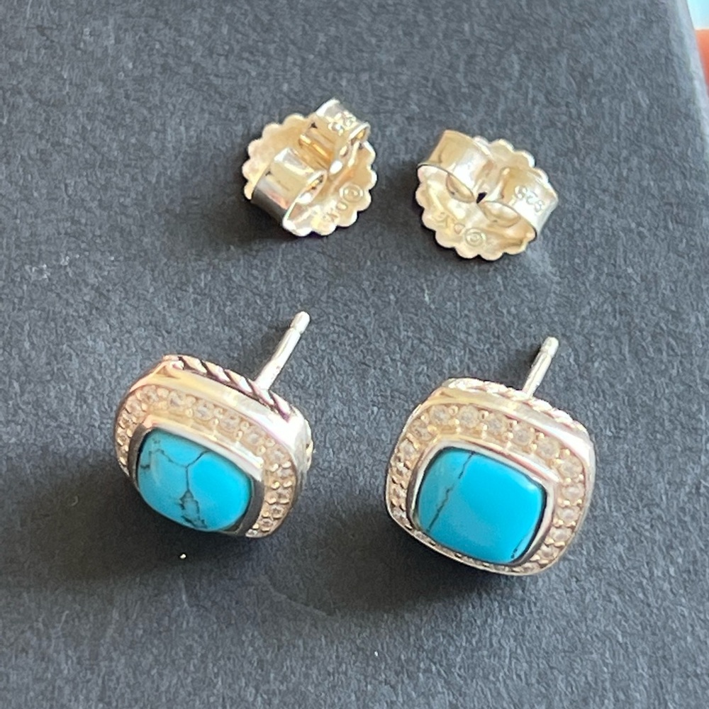 DY Turquoise and diamond earrings - Picture 11 of 11